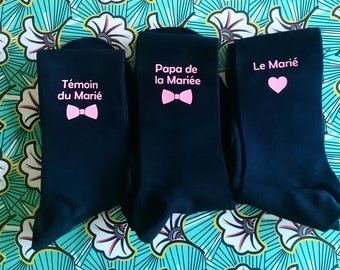 personalized black or colored socks, in the colors and date of your wedding