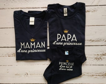 T-shirt body papa maman prince princesse