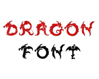 Dragon Asian Font , Embroidery Font, Alphabet Machine Embroidery Letters - Instant Download