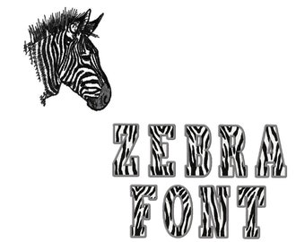 Zebra Font , Embroidery Font, Alphabet Machine Embroidery Letters - Instant Download