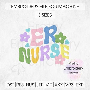 Emergency nurse Embroidery Design - 3 Sizes 8 Formats