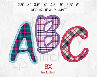 Satinstich Applikation Alphabet Design - 8 Größen - Stickdatei