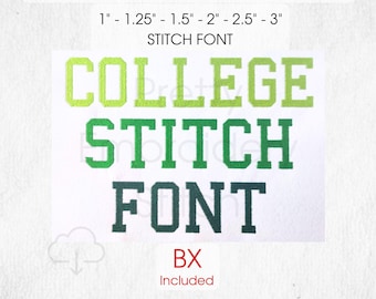 Schmales College Step Stitch Schriftdesign - 6 Größen - Maschinenstickerei