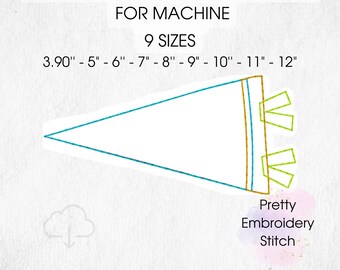 Pennant Flag Bean Stitch Raggy Applique Machine Embroidery Design - 9 Sizes - Instant Download