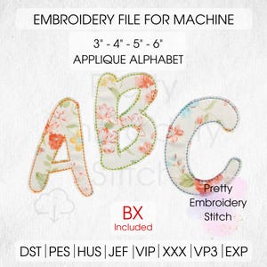 Bean Stitch Applique Alphabet Design - 4 Sizes - Machine Embroidery Design File