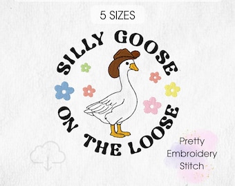 Dummer Gans auf dem lockeren Maschinenstickerei Shirt, Cowboy Gans, Erwachsenen Humor - 5 Größen 8 Formate