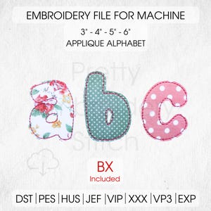 Bean Stitch Alphabet Applique Design - 4 Sizes - Machine Embroidery Design File