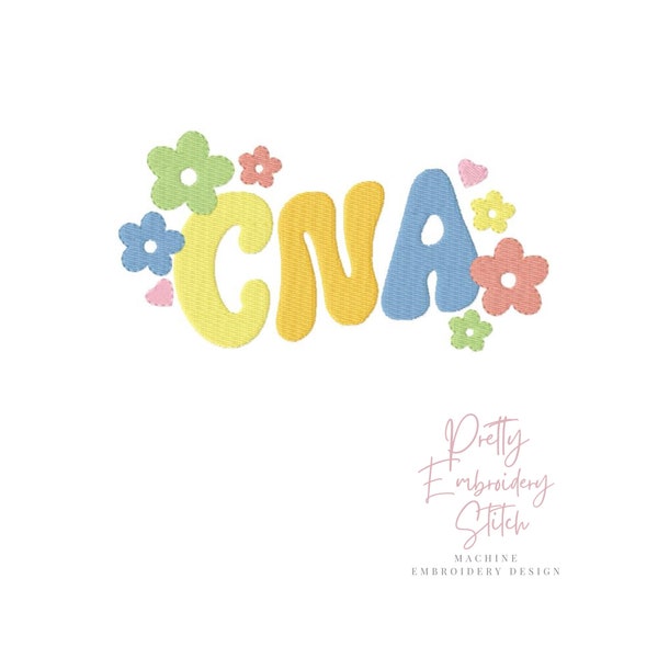 CNA Certified Nursing Assistant Embroidery Design - 3 Sizes 8 Formats