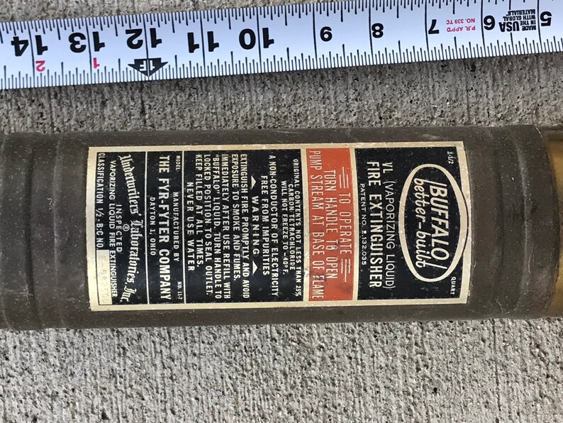 Vintage Buffalo Betterbuilt Empty Fire Extinguisher Display the Fyr