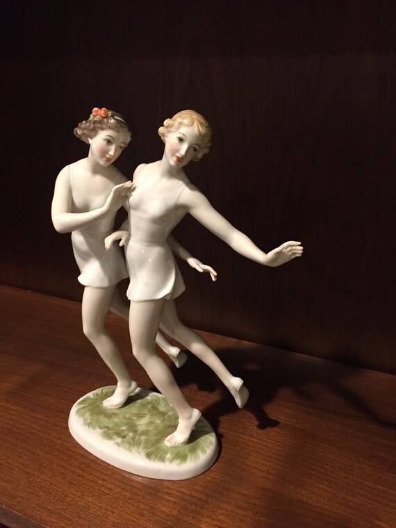 Very Rare Rosenthal Art Deco Figure Two Girls Dancing By H Etsy