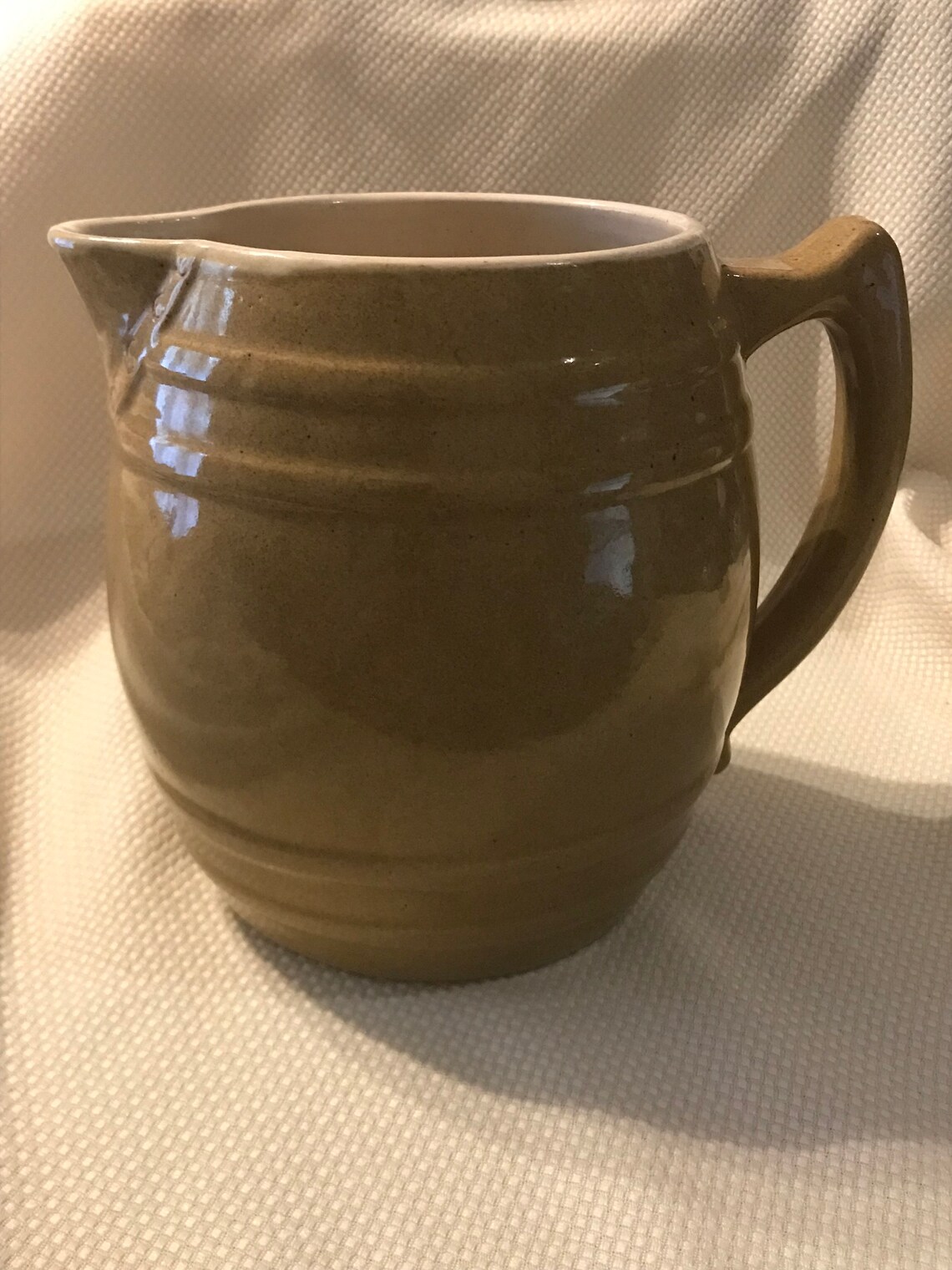 Vintage UHL Pottery Co. Stoneware Barrel Pitcher Etsy