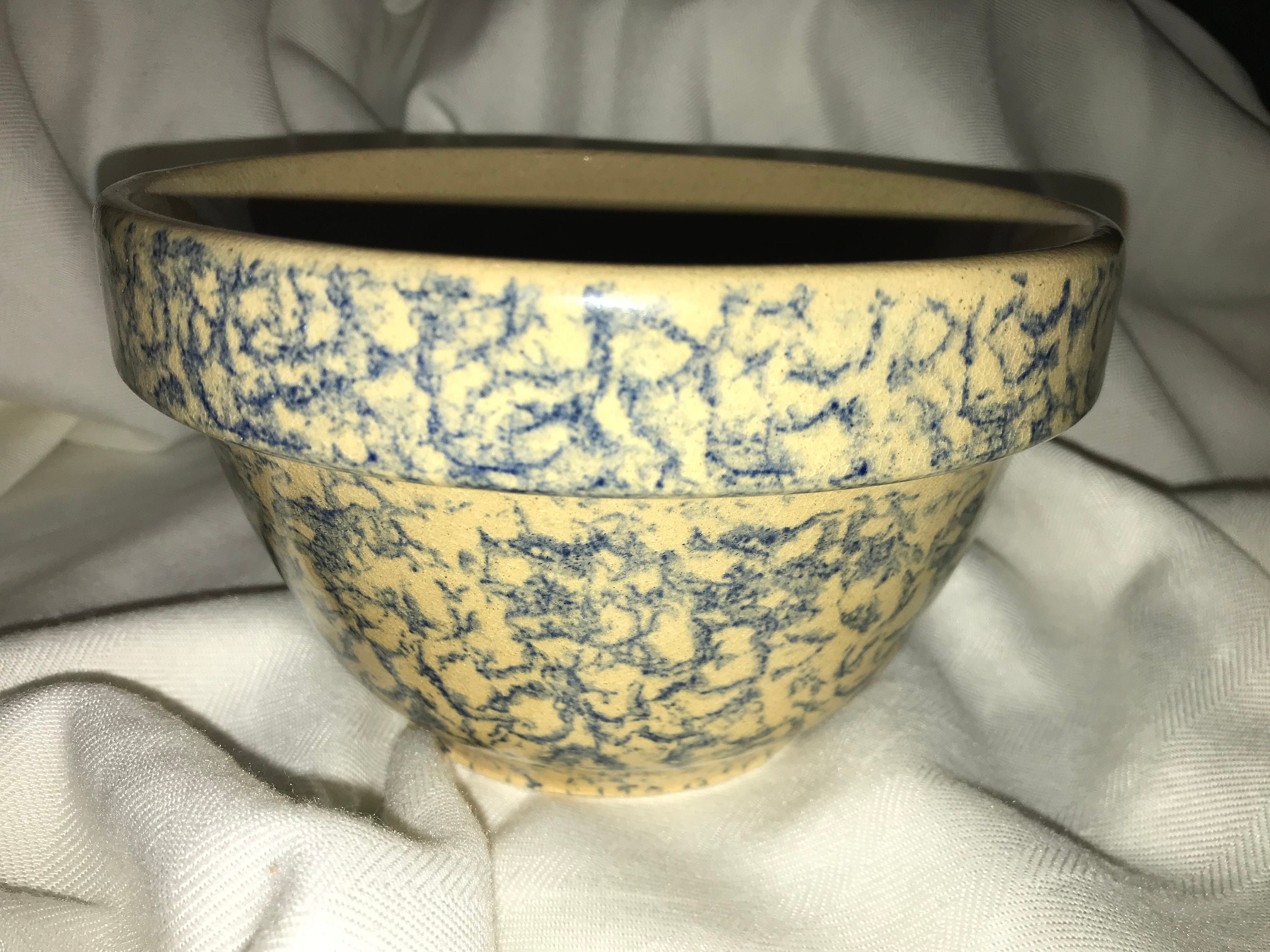 Robinson Ransbottom Blue Spongeware Bowl Vintage Stoneware Etsy