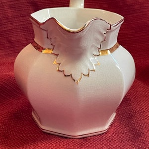 Vtg White and Gold Whieldon Ware by F. Winkle & Co. England Creamer or Milk Pitcher