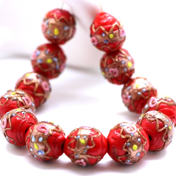 Vintage Venetian wedding cake beads, Murano glass beads