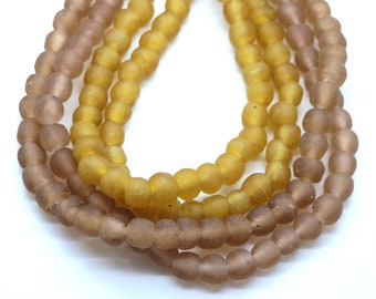 African powder glass beads size S smoky brown and honey brown