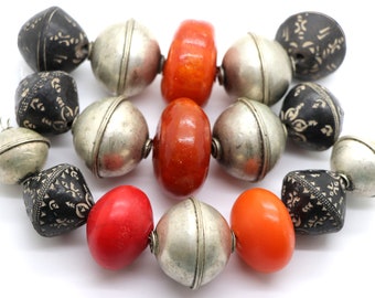 Moroccan resin beads with XXL Berber beads and terracotta
