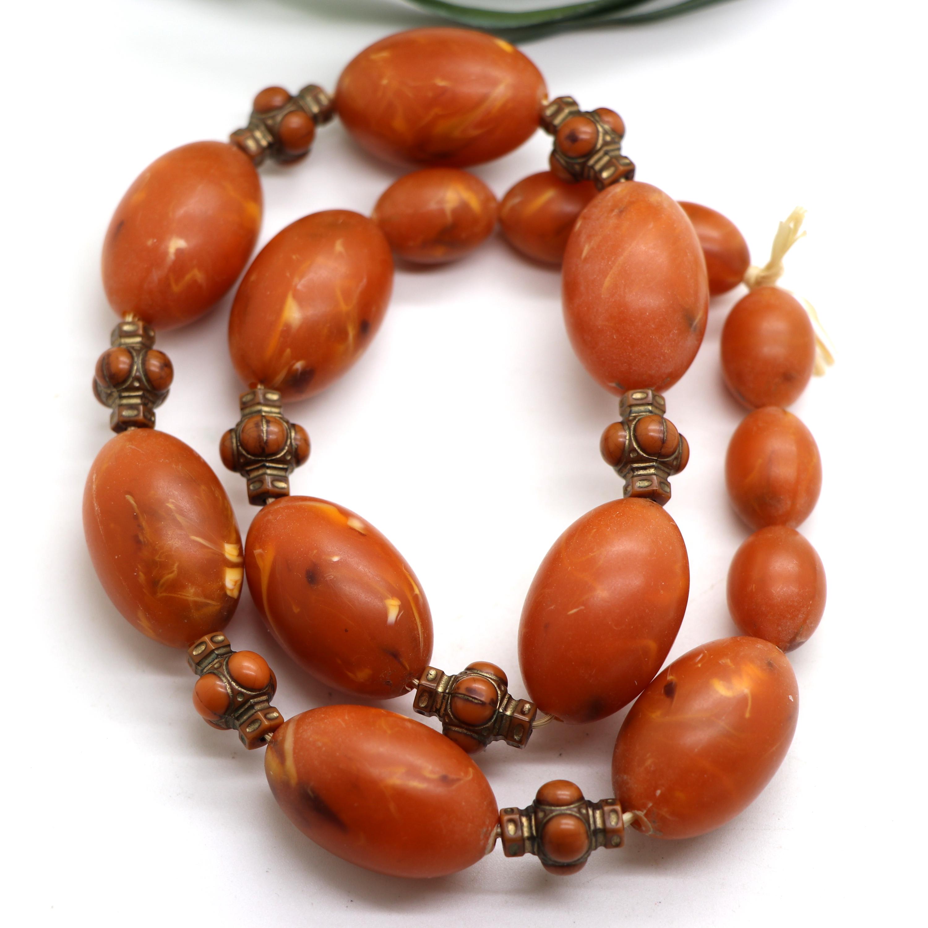Perle Ancienne En Bakélite - Ambre - Grosse Perle Vintage - Occasion