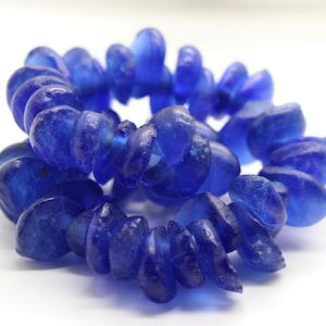 African glass beads recycled glass drops blue