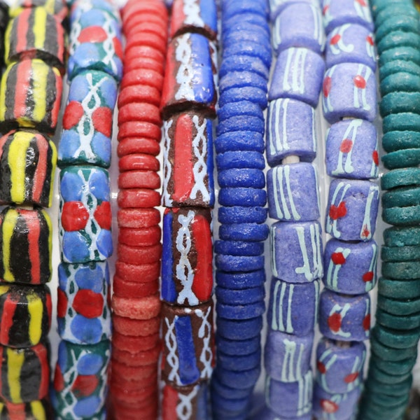 African Krobo glass beads, small Krobo