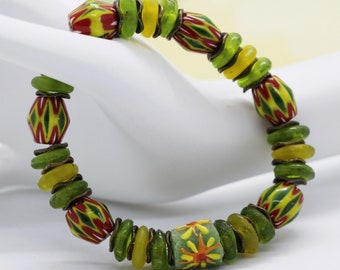 Chevron bracelet with African beads