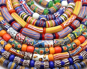 African Krobo glass beads colorful mix