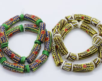 Afrikanische Krobo Glasperlen Mix mit Bone Beads