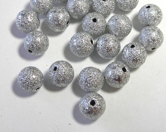 50 diamond-cut metal glitter balls, 8 mm and 12 mm, Stardust, silver balls