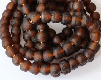 African recycled glass beads, size M, dark brown