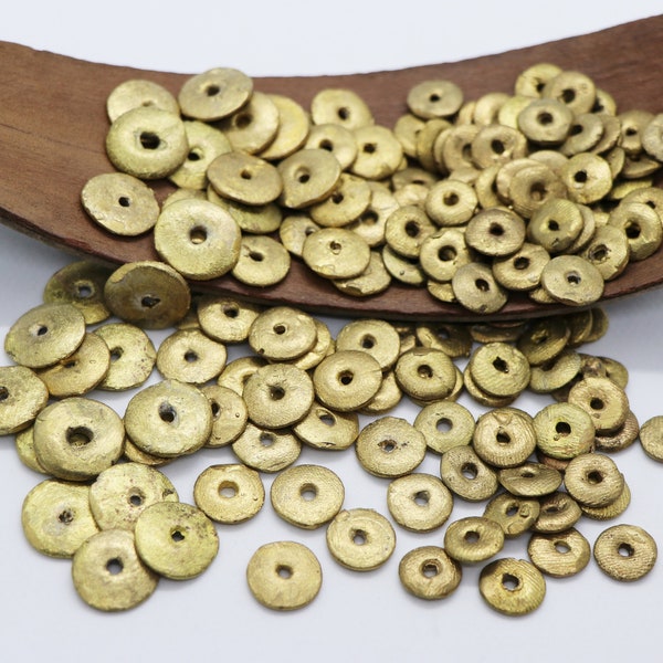 African Brass Donut Spacer Disc Beads