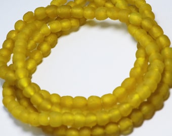 Afrikanische Recyclingglas Perlen Größe XS gelb