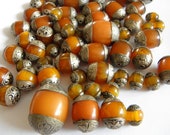 Tibet Amber Imitation Pearls with Bronze Ends