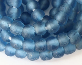 African old glass beads size M, blue