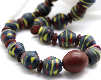 Alte afrikanische Sandguss Glasperlen Mix mit Egg Bead