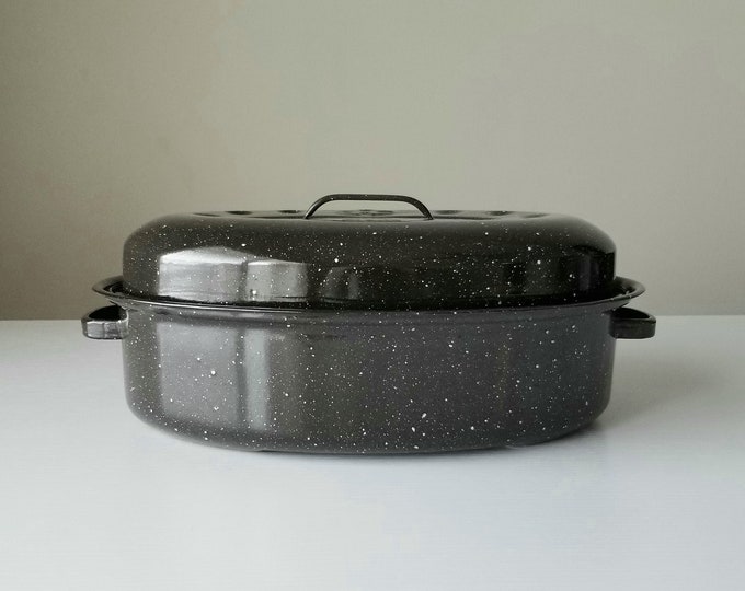 Savory Roasting Pan Blue Enamel Savory Brand Roaster Antique Oval asis Etsy