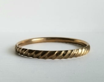 Brass Bangle Bracelet for Women, Vintage, Minimal, Metal, Slip On