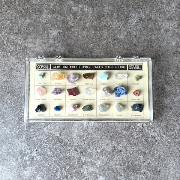 Vintage Gemstone Collection Jewels in the Rough, 1990s Rough Gems, 21 Mini and Small Rocks, Science, Geology Gift, Natural Wonders