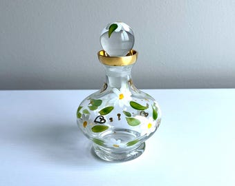 Vintage Daisy Crystal Perfume Bottle, Royal Limited, Made in Italy