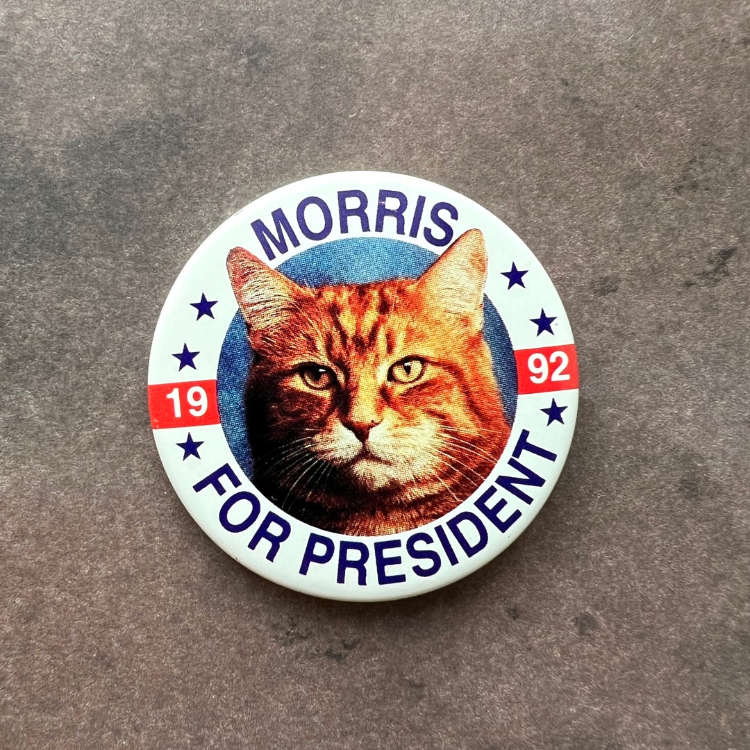 Vintage Morris for President Button Pin, 1990's Morris the Cat Pinback ...