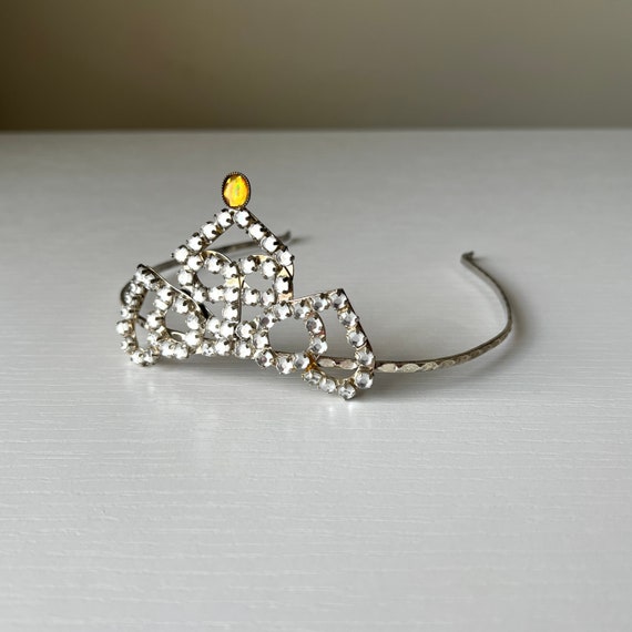 Vintage Silver Tone Crown Tiara with Clear Faceted Prong Set Crystals Vintage Silver Tone & Diamante/rhinestone/crystal Tiara  main image 4