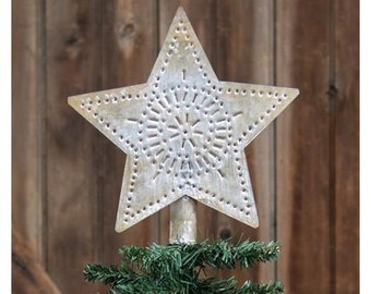 9" Whitewashed Star Christmas Tree Topper
