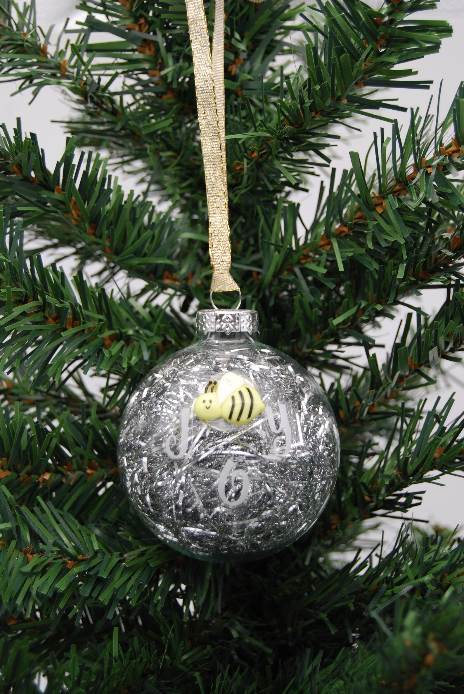 Joy Silver Tinsel Christmas Ball Ornament Etsy UK