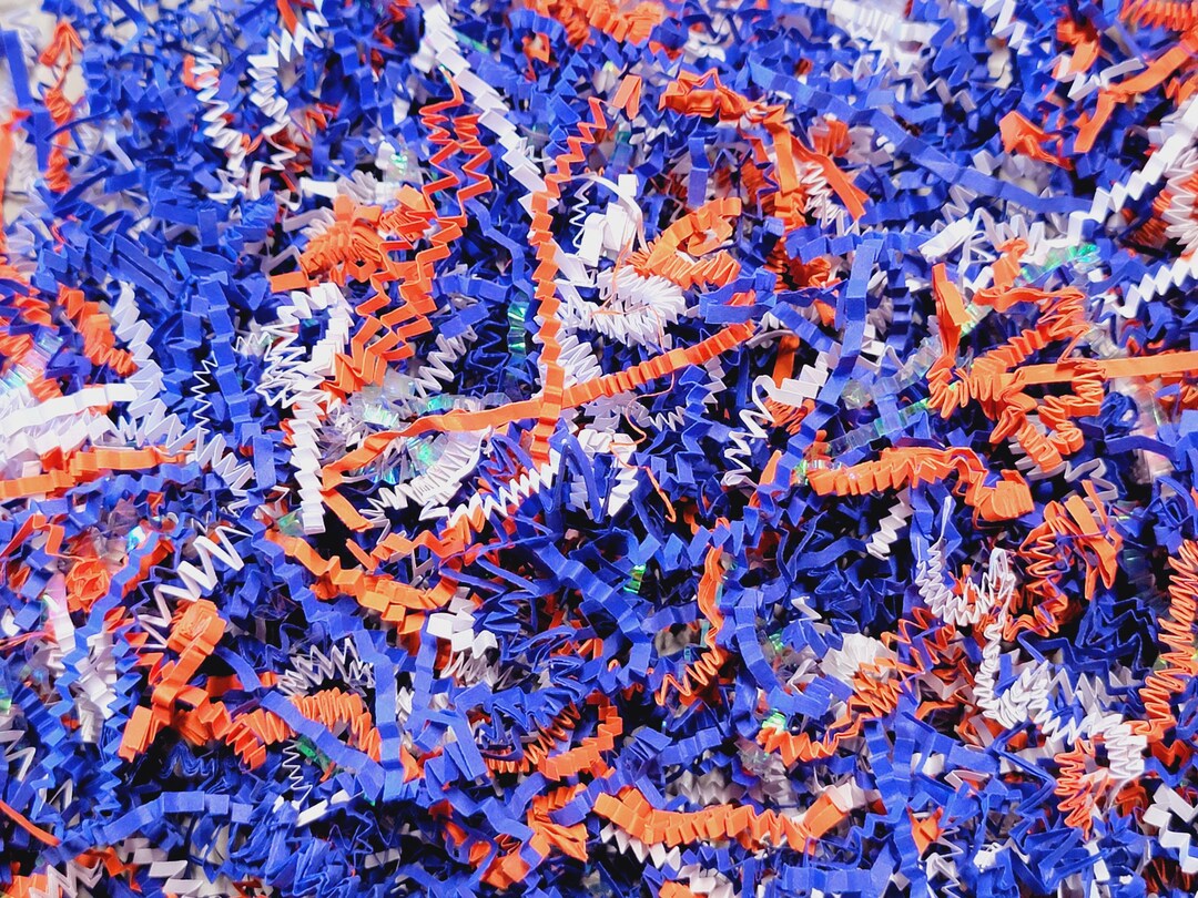 Dark Blue Orange & White Crinkle Cut Paper Shred Denver Etsy