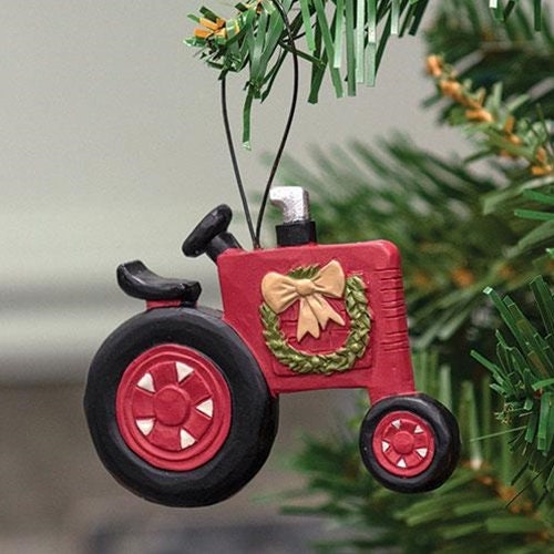 Resin Tractor Christmas Tree Ornament Etsy