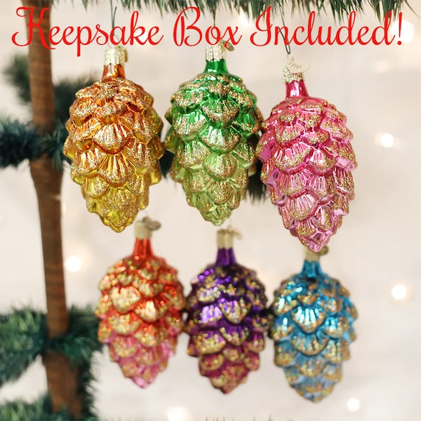 Ponderosa Pine Cone Christmas Tree Ornament With Keepsake Box | Old World Christmas | Free USA Shipping!