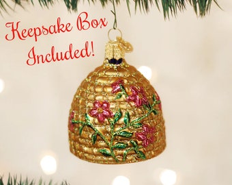 Honey Bee Skep Christmas Ornament With Keepsake Box | Old World Christmas | Free USA Shipping!