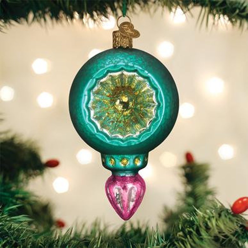 Turquoise Luster Reflection Christmas Tree Ornament Old Etsy