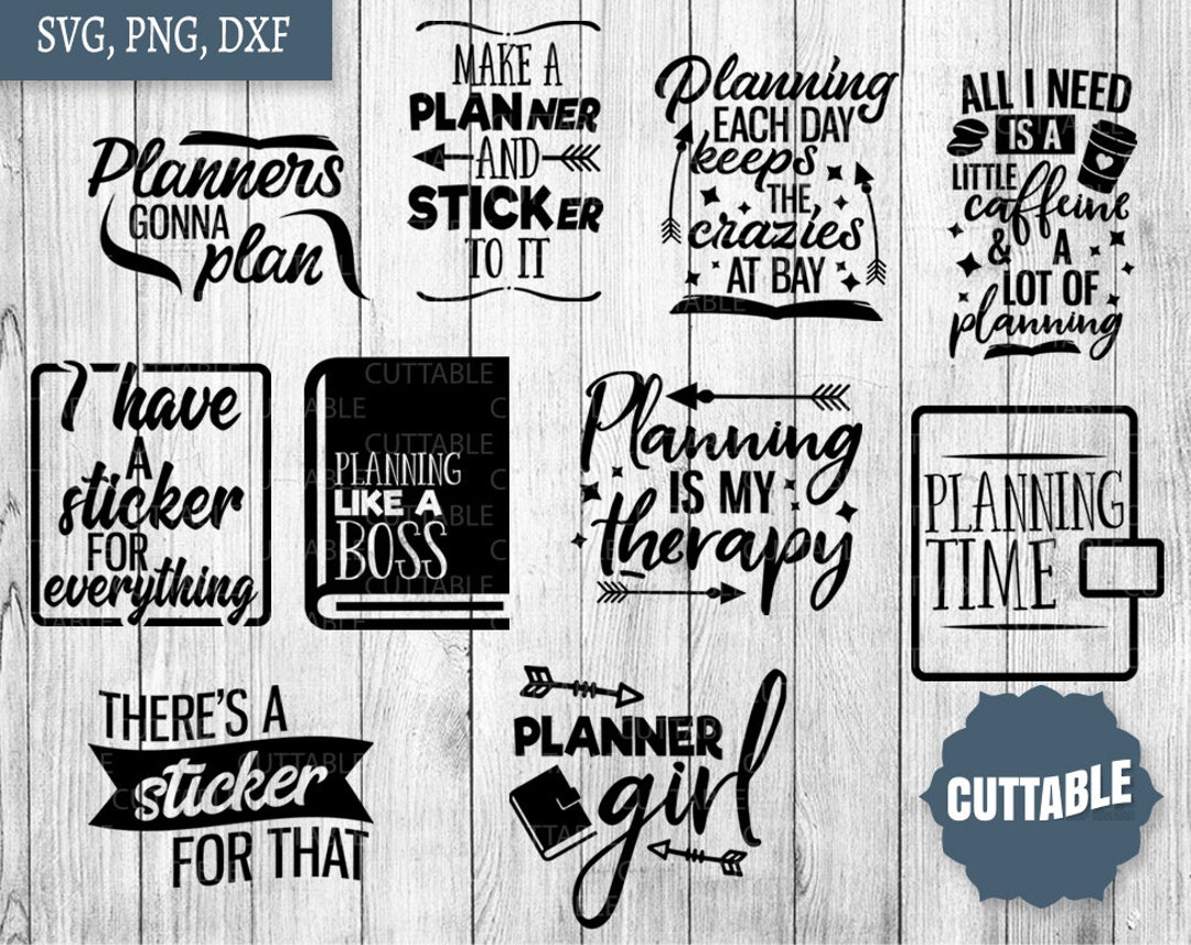 Planner Quote SVG Bundle, Planner Lover Svg Pack Cut Files, 10 Planner Quotes Cut Files, Cricut