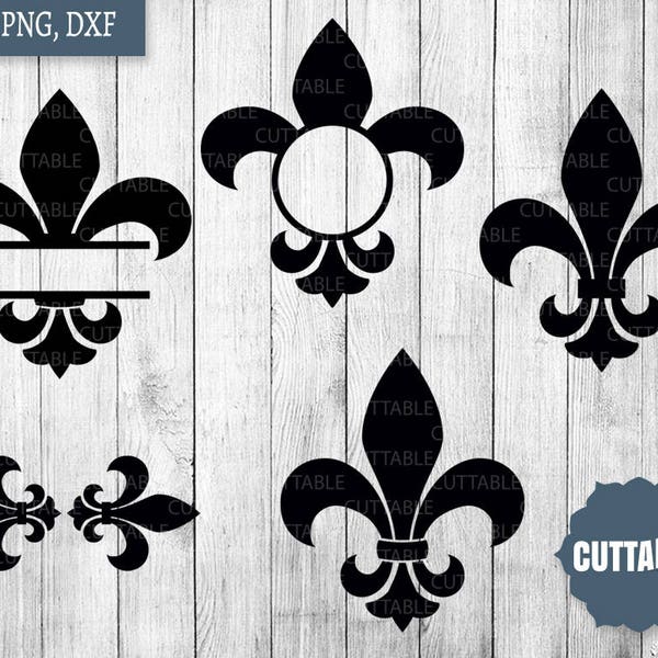 Fleur de Lis svg cut files, dxf fleur de lis cut file, fleur di lis monogram cut file for cricut and silhouette, cutting file commercial use