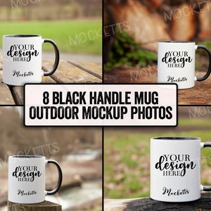 Mug Mockup Bundle, Outdoor black handle Mug mockups, Two tone outside mug mockups, Black Handle Cup Mockup, Two Tone Coffee Mug Mockup