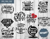 Mother's Day SVG Bundle, love mom svg pack cut files, 10 Mother's day quotes for cricut and silhouette, svg mom cut files, commercial use